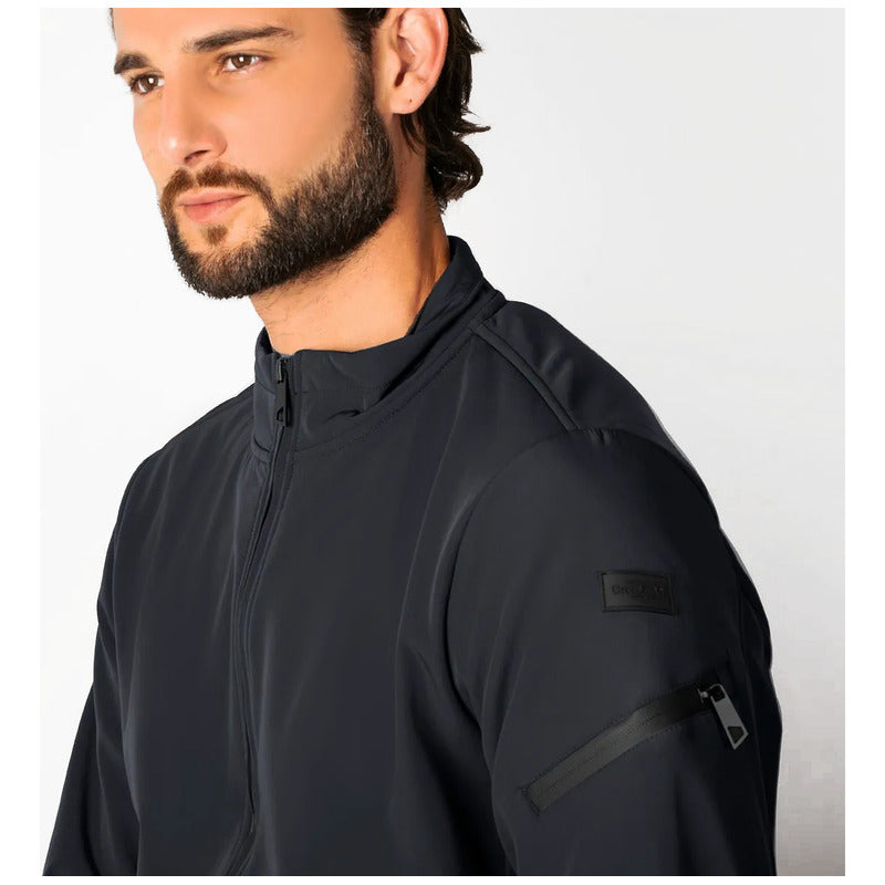Chamarra Ligera Tipo Bomber Cw89-pol8728 Greenlander® Azul Marino M Lisa