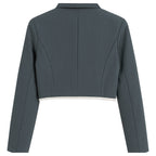 Blazer Casual Corto Para Dama Mod. Bj07377 Marca. Blashe® Gris Oscuro Lisa L