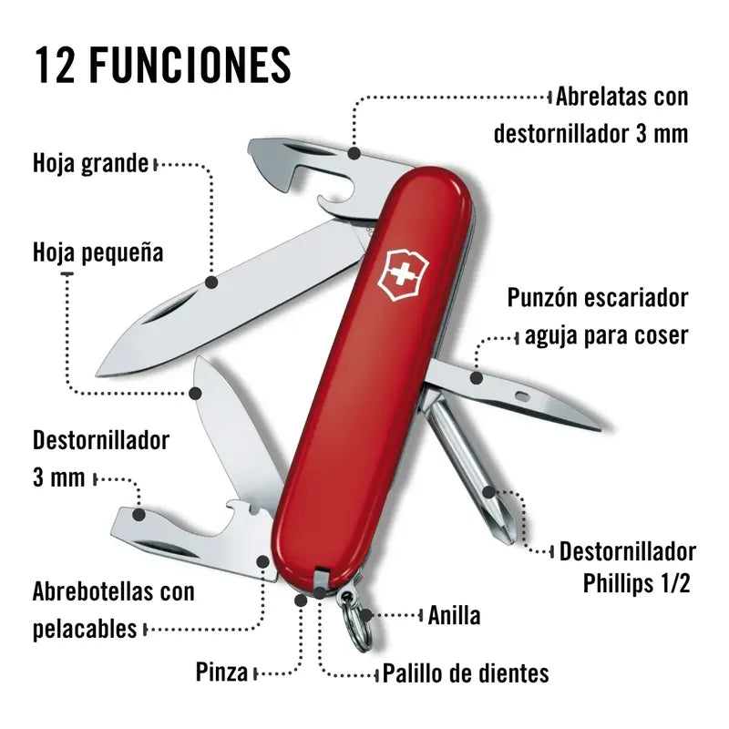 Navaja De Bolsillo 1.4603 Tinker 12 Funciones Victorinox® Rojo
