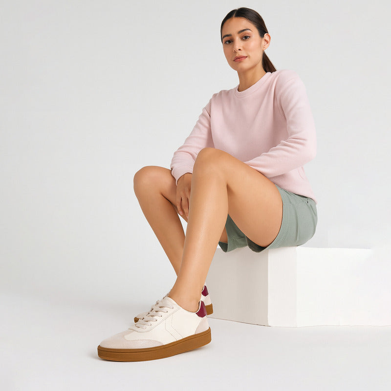 Tenis  Sneaker Casual Dama Mod.134503 Milan Marca Flexi® Algodón Lisa 26 Mx
