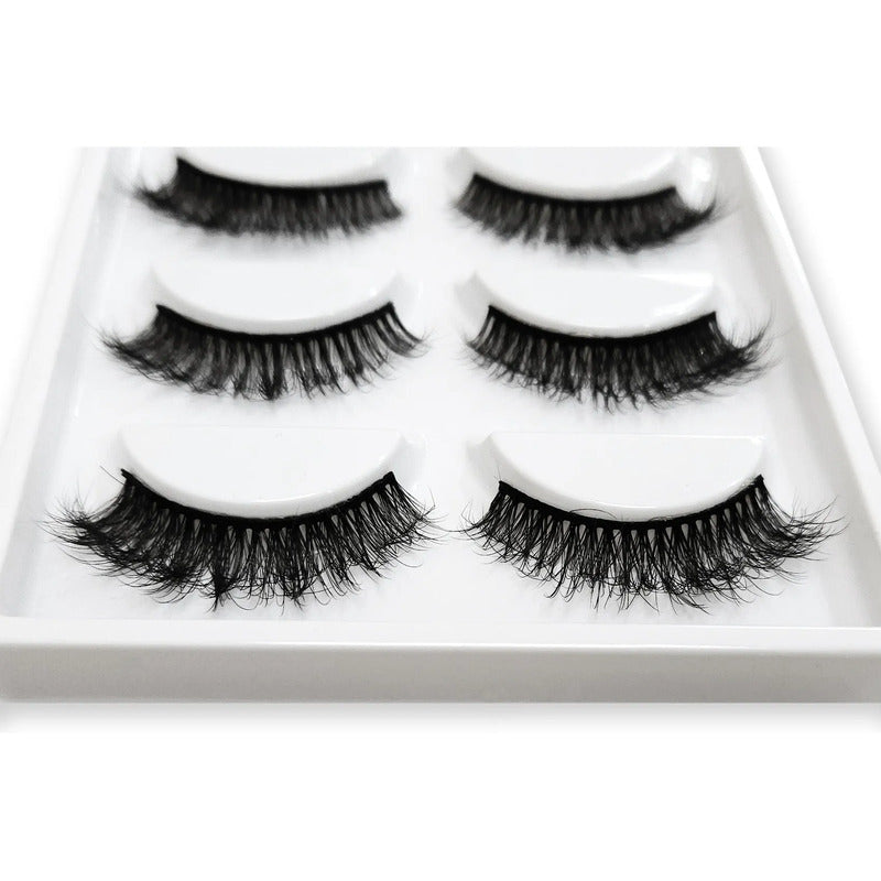 Pestañas Postizas En Tira 5 Pares Marca Kfer Valtierra® Negro Whispy K8 C 1.5 Cm