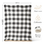 Cobertor Borrega Suave Matrimonial 180x220m Providencia® Cuadros 400 G Grises