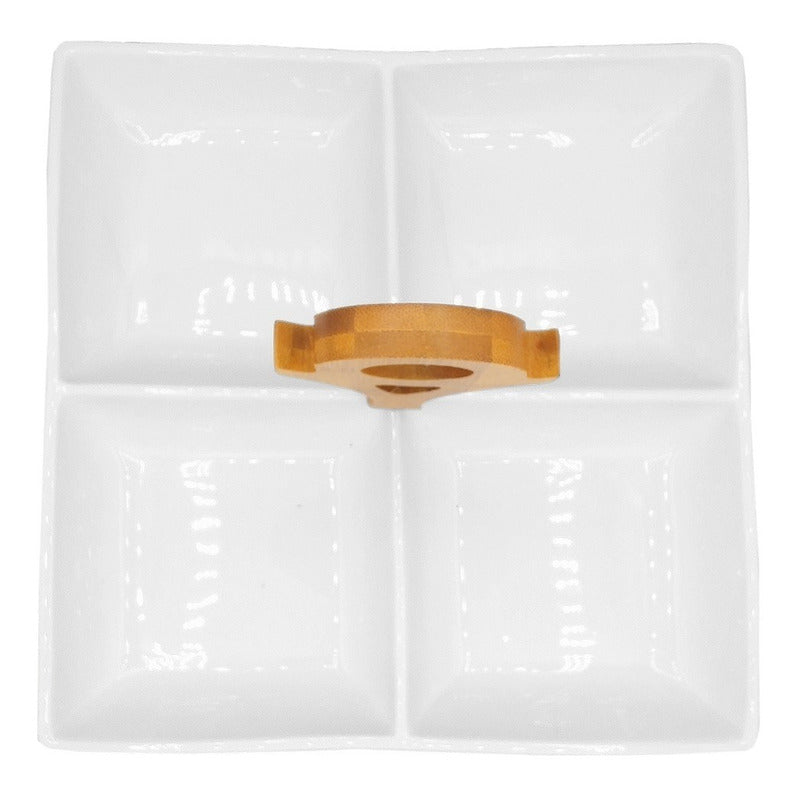 Botanero De Pocelana 4 Compartimentos Mod.pser4 Blanco