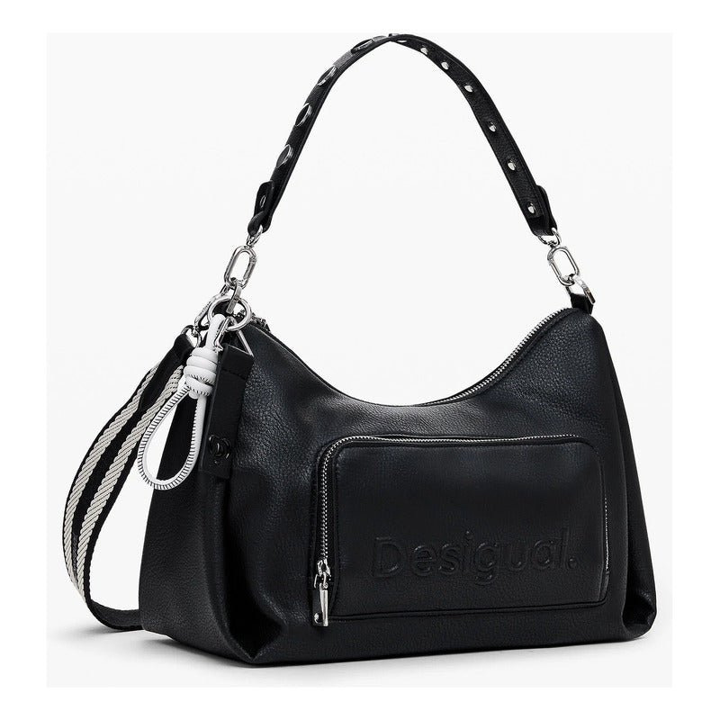 Bolso De Mano Para Mujer Mod.24waxp972000 Marca Desigual® Negro Lisa Níquel