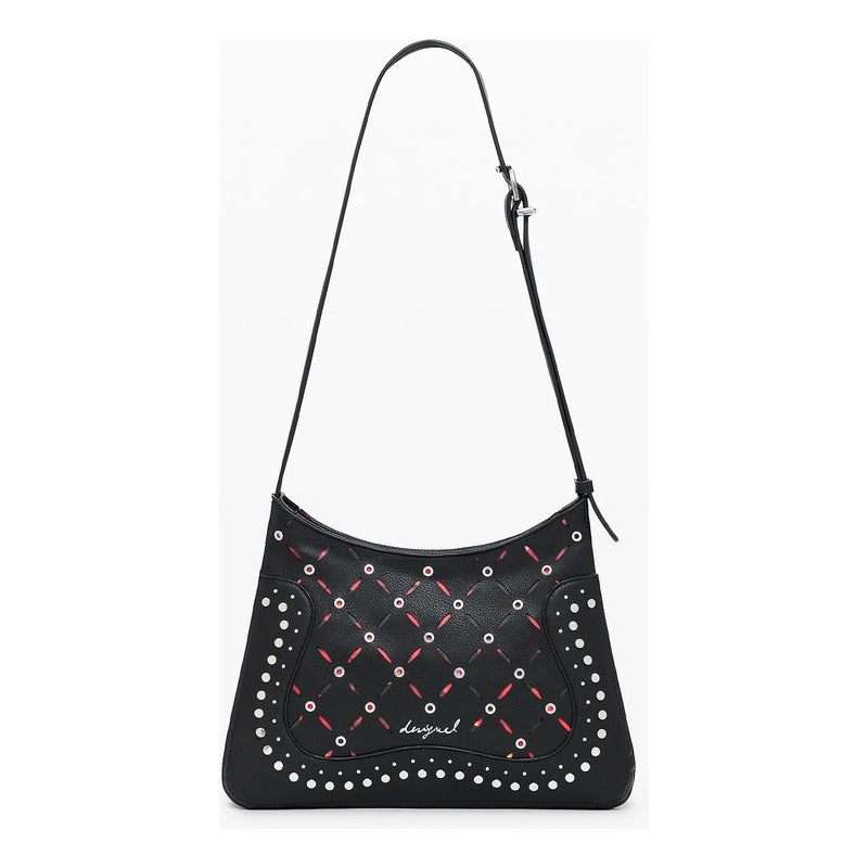 Bolso Efecto Piel Troquelado Mod. 25waxp38/2000 Desigual® Negro Troquelado Níquel