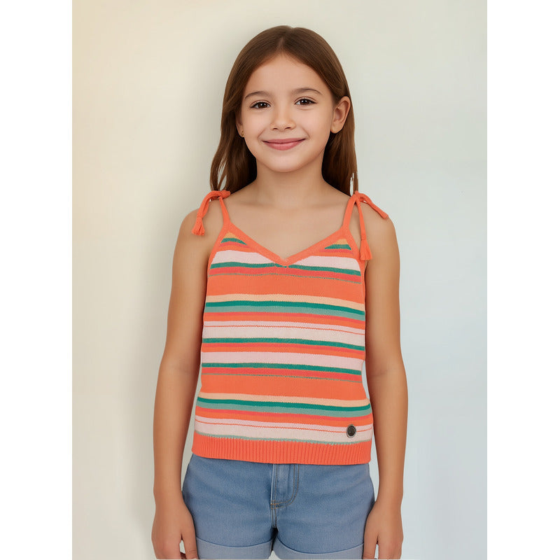 Blusa Corta Tejido Rayas Para Niña Mod.21g-1003al Losan®