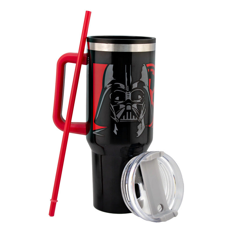 Termo Doble Pared Con Asa Y Popote 1.2 L Diseños Animados