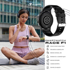 Reloj Smartwatch Hombre Race F1 Nylon Marca Nu Nordic® Negro Liso Naranja