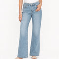 Pantalon Ancho Para Mujer Mod. Dxd0569 Marca Doux® Azul Cielo Lisa 38