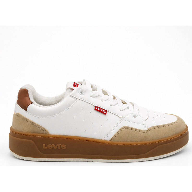 Tenis Casual Para Hombre Mod. L2126511 S Marca Levi's® Blanco/marrón Lisa 28 Mx