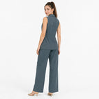 Conjunto Formal Para Mujer Mod.3541 Marca Okey® Azul Petróleo Lisa 34