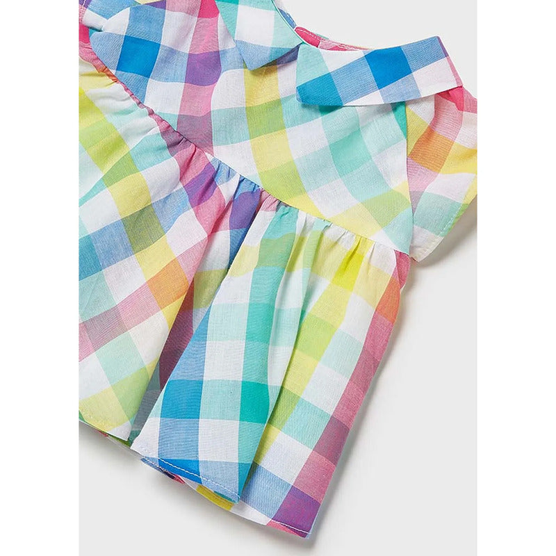 Blusa Casual Para Niña Mod.1187 Marca Mayoral® Aguamarina Geométrico 24 Meses