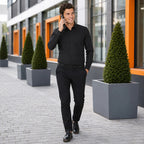 Camisa Semi Formal Para Hombre Mod.5030 Marca Manchester® Negro Lisa 17