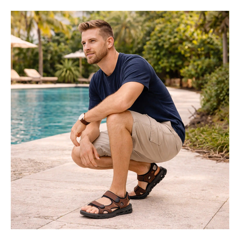 Sandalia Para Hombre Walking Soft Outdoor Mod.424001 Flexi® Marrón Outdoor 26 Mx