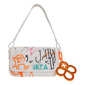 Bolso Crossbody Para Mujer Mod. Ji2582 Marca Jaime Ibiza® Blanco Grafico Urban Níquel