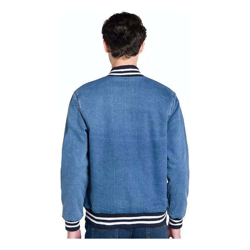 Chamarra Bomber Mezclilla Hombre Corte Slim Marca Oggi®