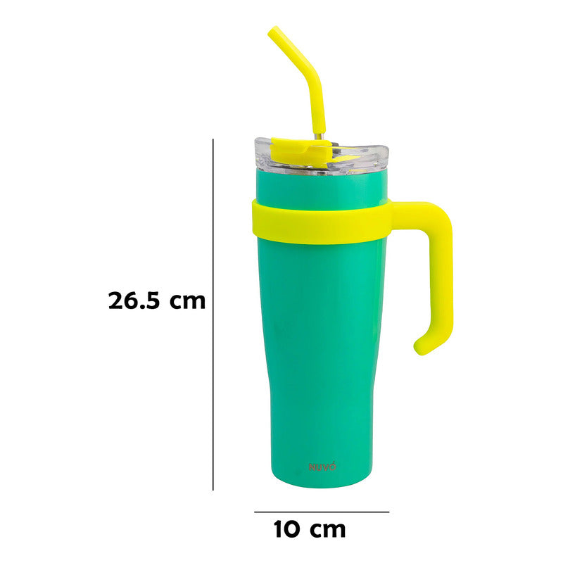 Termo Doble Pared Acero Inoxidable Con Asa/popote 1.2l Nuvó®