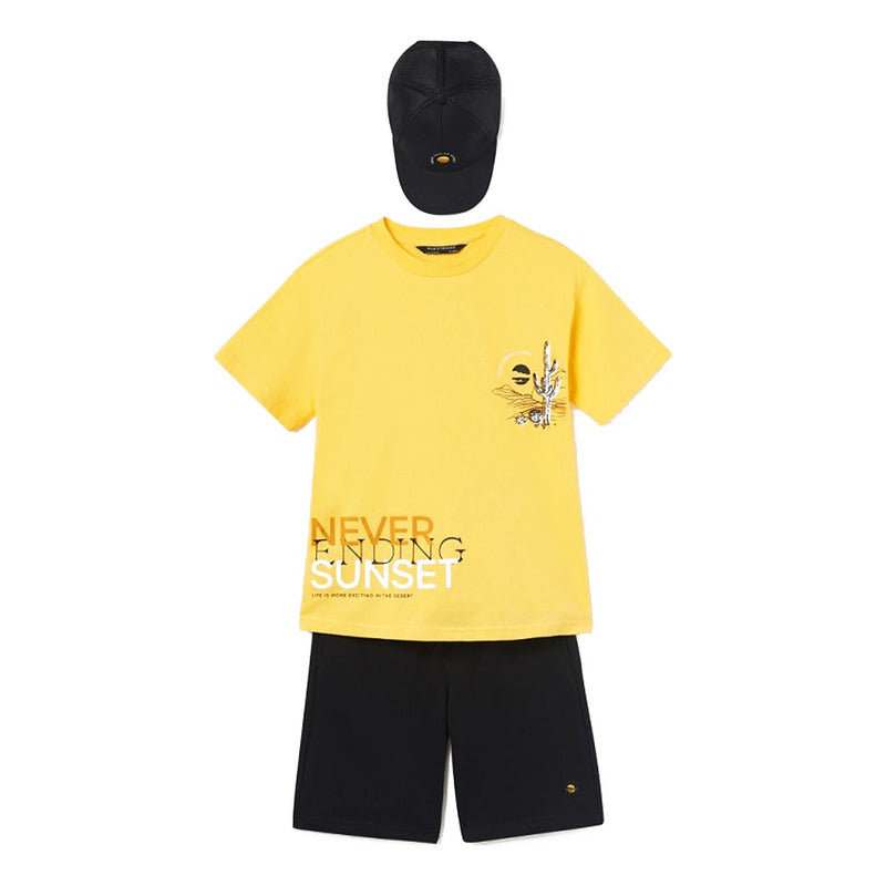 Conjunto Para Niño Short+playera Mod.6653 Marca Mayoral® Amarillo 14