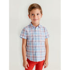 Camisa De Lino Para Niño Mod.3115 Marca Mayoral® Azul Claro Geométrico 6 Años