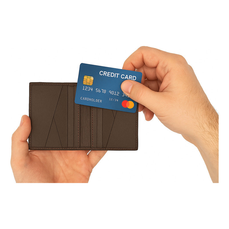 Tarjetero Doble De Piel Mod. Textura Marca Giron® Marrón Oscuro Textura