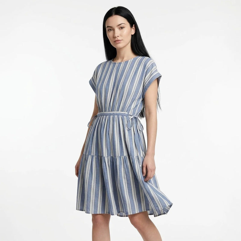 Vestido Holgado Casual Ligero Para Mujer28118 Marca Stop® Multicolor Rayas Xg