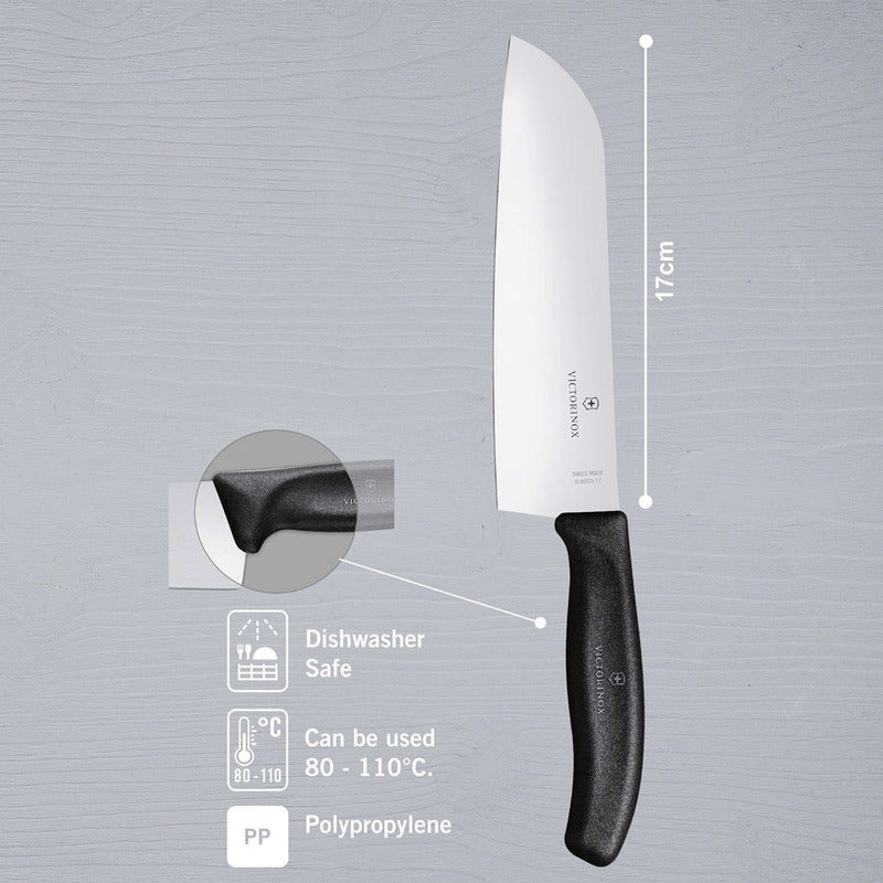 Cuchillo Santoku Clásico 17cm Blíster 6.850317b Victorinox® Plateado