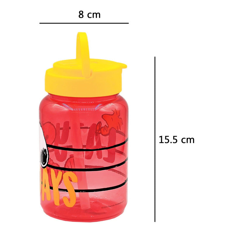 Botella De Plástico 500ml Con Popote Diseños Infantil Varios