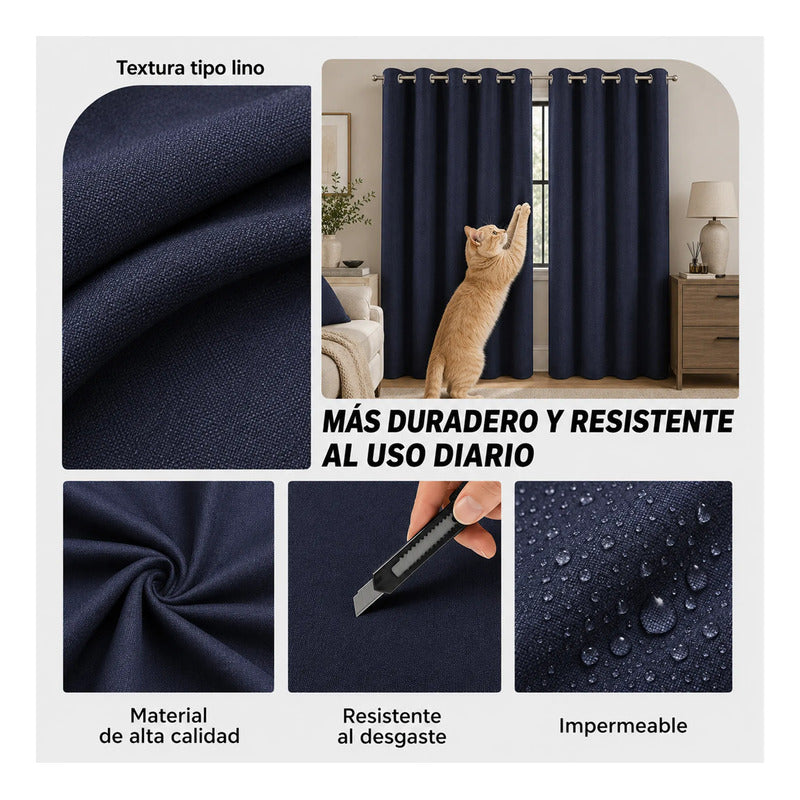 Set De Cortinas Blackout  Impermeables 1.37 X 2.13mts Luna® Azul