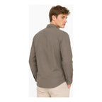 Camisa Lino Regular Fit Para Hombre Mod. Le2601 Roosevelt® Gris Oscuro Lisa M