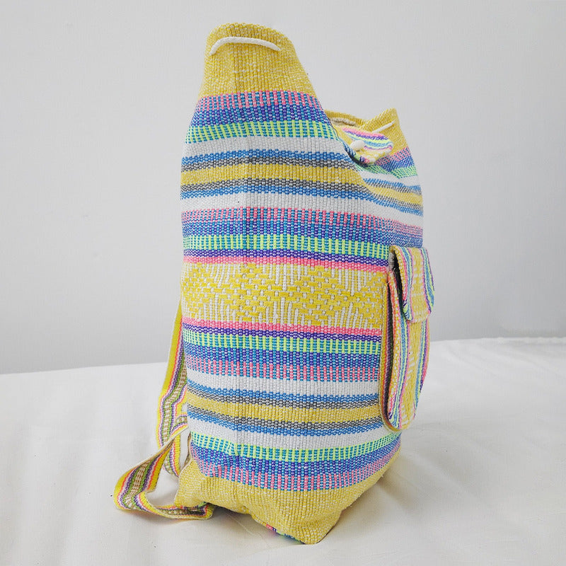 Mochila Artesanal Tejida Tipo Morral Con Bolsillo Frontal 10kg