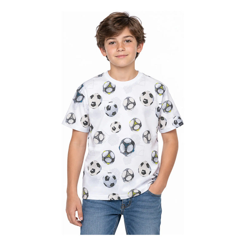 Playera Infantil Y Juvenil 6038 Marca Nukutavake Mayoral® Blanco Pelotas 8 Años Lisa