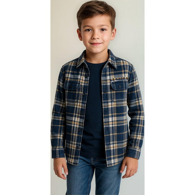 Camisa Cuadros Para Niño Mod.123-3005al Marca Losan®