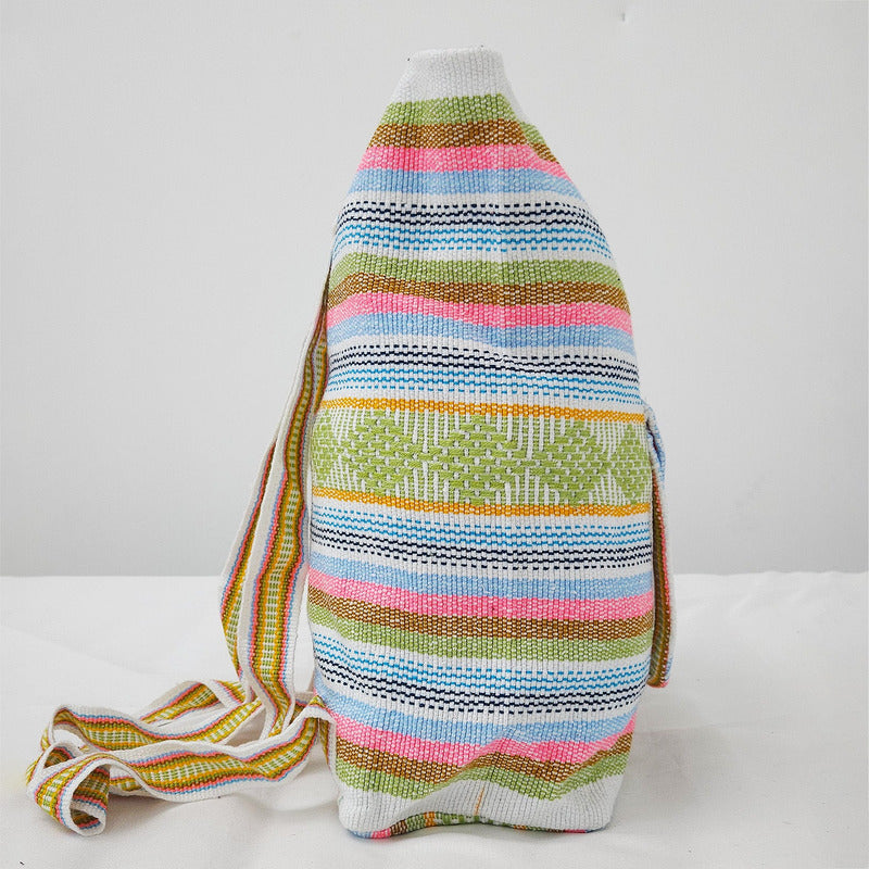 Mochila Artesanal Tejida Tipo Morral Con Bolsillo Frontal 10kg