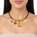 Collar Animal Print Con Dijes Para Mujer Bisutería Fina Multicolor
