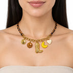 Collar Animal Print Con Dijes Para Mujer Bisutería Fina Multicolor