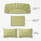 Juego De Sabanas Matrimonial 6pz Tacto Algodón Ultra Suave Multicolor Verde Claro