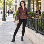 Chamarra Vinipiel Para Mujer Mod. Dscm0001 Marca Lob® Tinto G Vinipiel