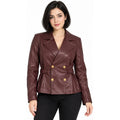 Chamarra Vinipiel Para Mujer Mod. Dscm0001 Marca Lob® Tinto G Vinipiel