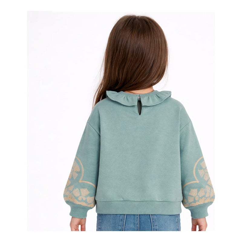 Suéter Cuello Holán Para Niña Mod.4430 Marca Mayoral® Salvia Liso 7 Años