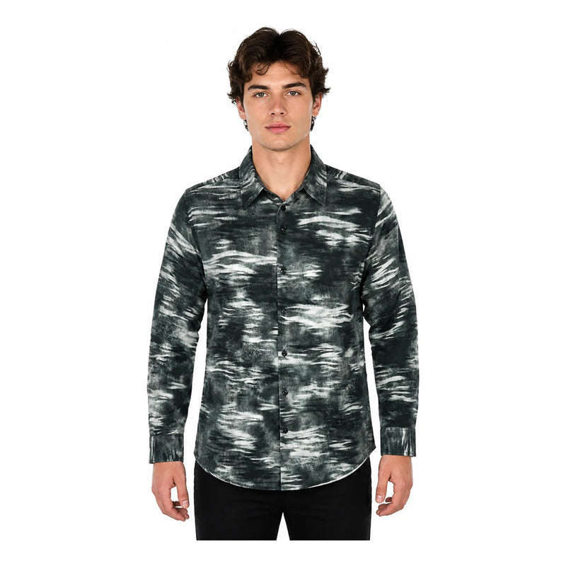 Camisa Casual Para Hombre Mod. B45514 Marca Bobois® Multicolor Camuflado M