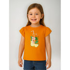 Playera Para Niña Mod. 3047 Marca Mayoral® Naranja Claro Frutas 6 Estampa Localizada