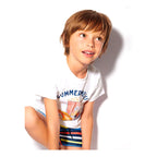 Playera Casual Estampada Para Niño Mod3012 Marca Mayoral® Blanco Summer Menu 5 Lisa