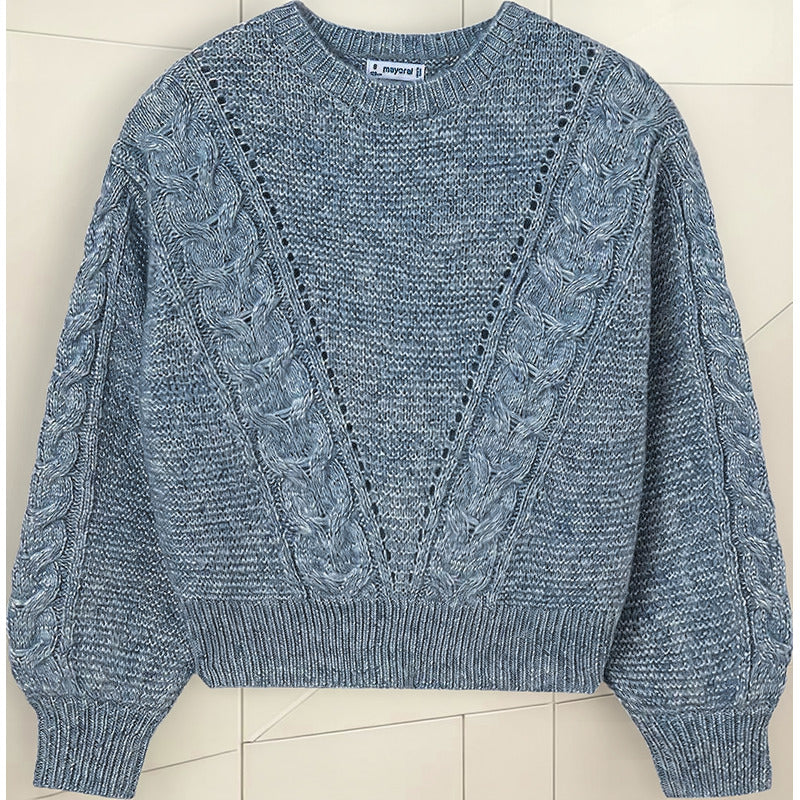 Sueter Tejido Corto Para Niña Mod.7310 Añil Marca Mayoral®