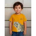 Playera Casual Comoda Para Niño Marca Mayoral® Naranja Claro Tigre Blanco 4 Lisa