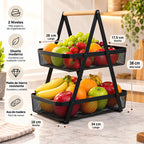 Frutero De Doble Piso Rectangular De Malla De Hierro Nuvó® Negro 1759-166