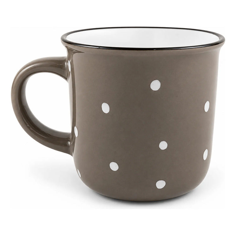 Taza De Ceramica Con Puntos 340ml Mod. 1744-60 Café Grisáceo Puntos