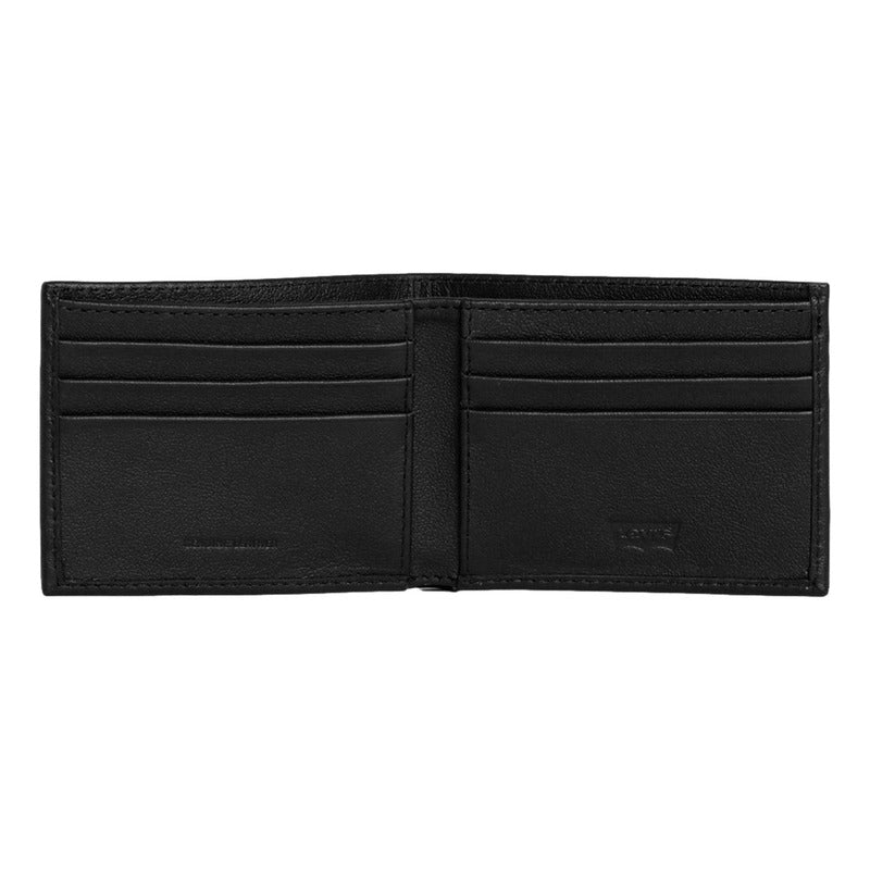 Billetera De Hombre Bifold Mod.87522-0090 Marca Levi's® Negro Liso