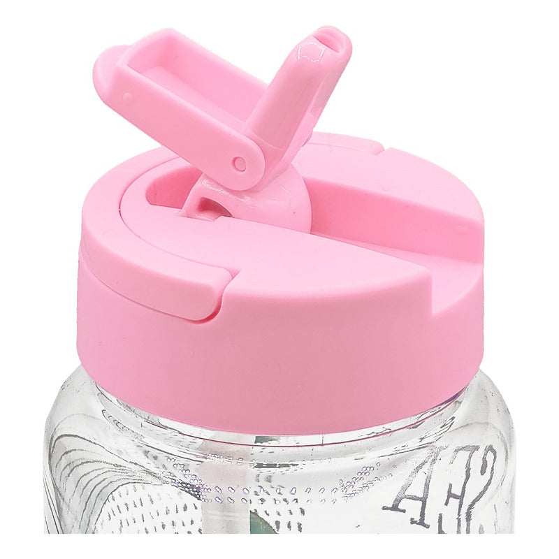 Botella De Plástico 500ml Con Popote Diseños Infantil Varios