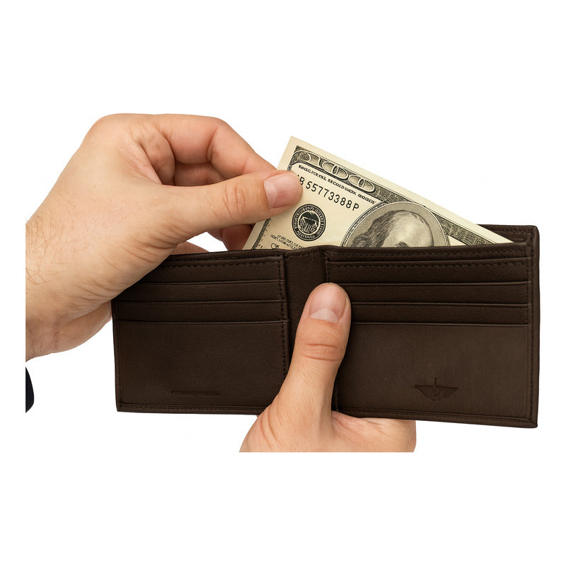 Billetera Para Hombre Bifold Mod.002jd-0002 Marca Dockers® Marrón Liso