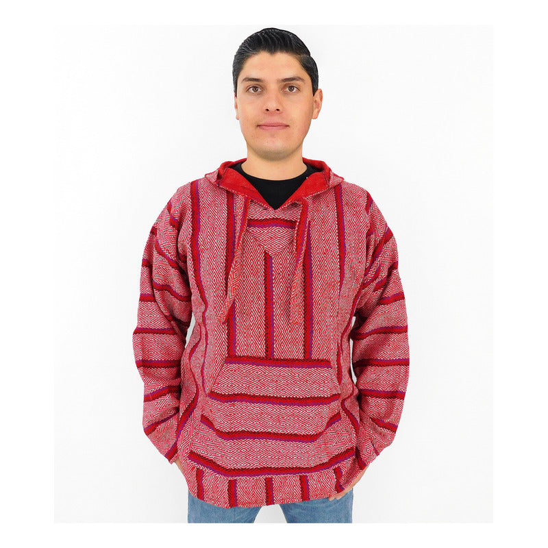 Suéter Poncho Canguro Artesanal Hoodie Acrilico Colores